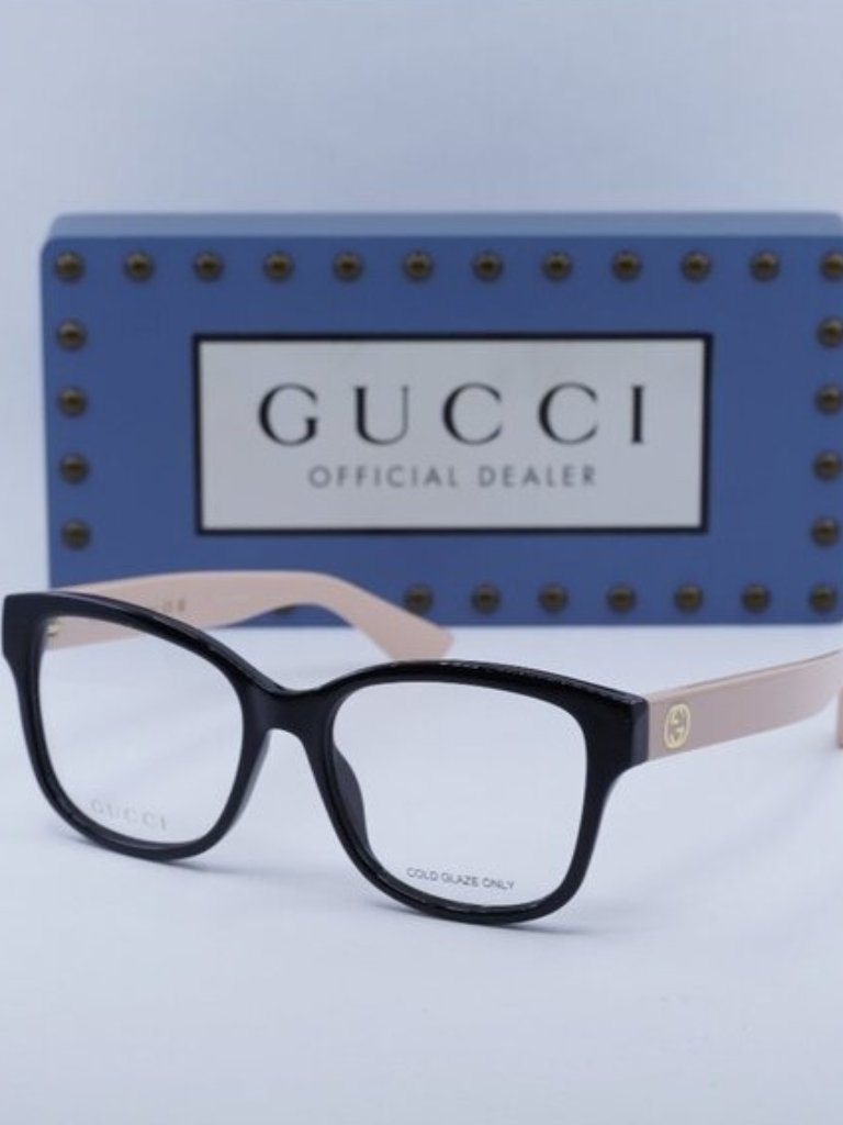 Gucci Gg1340o 007 Square Eyeglasses - Shiny Black/Pink 54mm